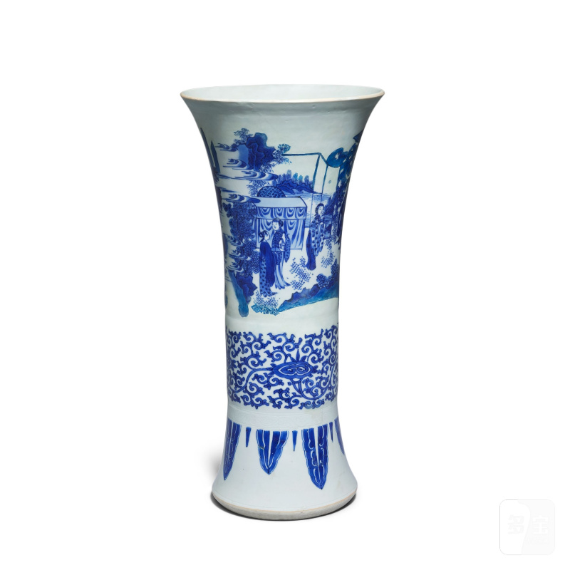 明崇禎 青花繪人物故事圖瓶 | A BLUE AND WHITE SLEEVE VASE - 图3